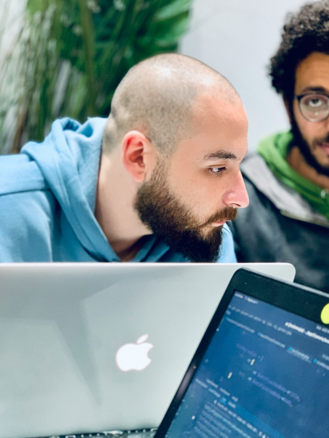 person learning to code on laptop